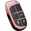 KUNIO Keyless - Custodia per chiave adatta per Jeep Renegade Compass Grand Cherokee Chrysler Dodge, adatta per Fiat 500X Ducato Tipo Cross, in TPU, protezione per chiave auto, 3 tasti, colore: Rosa