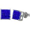 CELCIA JEWELRY Solid 925 Sterling Silver Stud Earrings for Women, Square Gemstone Unique Handcrafted Prong Setting Designer Earrings ('Lapis Lazuli)