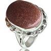 CELCIA JEWELRY Genuine Sunstone Gemstone Oval Ring, Pure 925 Sterling Silver Statement Ring, Everyday Ring, Amazing Handmade Jewelry for Women (sunstone, Size 10.5)