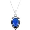 CELCIA JEWELRY Collana in argento sterling massiccio 925 per donna, vera collana ovale in lapislazzuli cabochon con pietra preziosa blu unica per lei