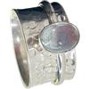 CELCIA JEWELRY Anello girevole con cabochon ovale in argento con pietra preziosa acquamarina e martello anti-ansia (misura USA 7)
