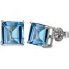CELCIA JEWELRY Solid 925 Sterling Silver Stud Earrings for Women, Square Gemstone Unique Handcrafted Prong Setting Designer Earrings ('Blue Topaz)