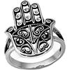 CELCIA JEWELRY Solid 925 Sterling Silver Large Hamsa Ring, Flower Ring, Statement Ring, Hand Ring, Religioso Ring, Boho Bohemian Ring, Minimalista Ring, Mothers Day Ring