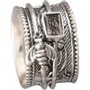 CELCIA JEWELRY Solid 925 Sterling Silver Honey Bee Spinner Meditation Ring, Natural Black Rutilated Quartz Gemstone Ring, Unique Handcrafted Ring For Women/Uomini
