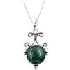 CELCIA JEWELRY Collana in argento sterling massiccio 925 per donna, vera collana realizzata a mano con pietra preziosa malachite verde cabochon rotonda unica per lei