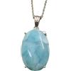 CELCIA JEWELRY Collana in argento sterling puro 925 per donna, genuino Prong Larimar Cabochon pietra preziosa ovale blu regalo unico per collana artigianale per lei