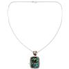CELCIA JEWELRY Collana in argento sterling puro 925 per donna, collana realizzata a mano unica con pietra preziosa turchese di rame blu rettangolo genuino per lei