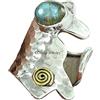 CELCIA JEWELRY Natural Labradorite Tribal Ring, 925 Silver Handmade Jewelry, Adjustable Ring, Unisex Band Ring, Stunning Ring, Dainty Ring, Meditation Ring, Blue Fire Ring, June Birthstone, Two Tone Ring