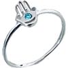 CELCIA JEWELRY Anello rotondo topazio blu, piccolo anello della mano di Hamsa, anello d'amore, anello solitario, anello di dichiarazione, anello minimalista, anello della festa della mamma