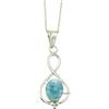CELCIA JEWELRY Collana in argento sterling massiccio 925 per donna, vera pietra preziosa ovale cabochon blu Larimar regalo unico per collana artigianale per lei