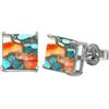 CELCIA JEWELRY Solid 925 Sterling Silver Stud Earrings for Women, Square Gemstone Unique Handcrafted Prong Setting Designer Earrings ('Oyster Copper Turquoise)