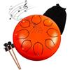 Surwin Rain Drum, Steel Tongue Drum 6 Pollici 8 Note, Portatile Handpan Chakra Drum Rain Pioggia Drum per Meditazione Yoga Sound Healing (Arancia)