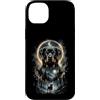 Mystic Mutt Apparel Custodia per iPhone 14 Plus Verde acido Rottweiler Foresta Luna Dog Art