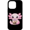 Kawaii Boba Tea Japan Otaku Bubble Milk Custodia per iPhone 14 Pro Max Axolotl Bere Boba Tea Kawaii Tapioca Bubble Milk Tea