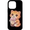 Kawaii Boba Tea Japan Otaku Bubble Milk Custodia per iPhone 14 Pro Max Gatto Bere Boba Tea Kawaii Bubble Milk Tea Lover Tapioca