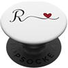 Monogram Designs Monogramma con lettera iniziale R a forma di cuore PopSockets PopGrip Adesivo