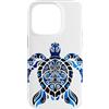 Ocean Aesthetic Decor Custodia per iPhone 14 Pro Tartaruga Tribale Motivi Polinesiani Blu Ornamentale