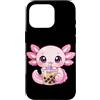 Kawaii Boba Tea Japan Otaku Bubble Milk Custodia per iPhone 16 Pro Axolotl Bere Boba Tea Kawaii Tapioca Bubble Milk Tea