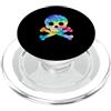 Skull and Crossbones Pirate Men Women Ki Divertente teschio e ossa incrociate Silhouette Pirate Rainbow Tie Dye PopSockets PopGrip per MagSafe