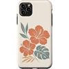 Hibiscus Watercolor Flower Aesthetic Custodia per iPhone 11 Pro Max Ibisco Fiori Tropicali Botanico Monstera Floreale