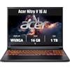acer Nitro V 16 AI ANV16-42-R3FU Notebook Gaming, NVIDIA GeForce RTX 5050 8 GB GDDR7, Processore AMD Ryzen™ 7 260, Ram 16 GB DDR5, 1024 GB SSD, Display 16 WUXGA IPS 180 Hz, Windows 11 Home