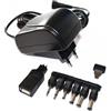 PeakTech 3127 B - Alimentatore di rete universale 3 V - 12 V 1,5 A DC con 6 spine cava e adattatore jack e presa USB-A, lunghezza cavo 180 cm, adattatore di ricarica 3 V 6 V 9 V 12 V DC 1500 mA