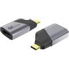 PremiumCord Adattatore 8K da USB-C a HDMI M/F, HDMI 2.1, UHD 8K 4320p 60Hz, 4K 2160p 144Hz, HDR10+, HDCP 2.3, 48 Gbps, Alloggiamento In Alluminio, Grigio Siderale
