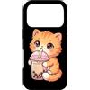Kawaii Boba Tea Japan Otaku Bubble Milk Custodia per iPhone 17 Pro Gatto Bere Boba Tea Kawaii Bubble Milk Tea Lover Tapioca