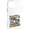 Shark Gifts For Surfers Custodia per iPhone 16 Pro Max Salato E Stoked Estate Surfing Citazione Carino Shark Surfer