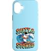 Shark Gifts For Surfers Custodia per iPhone 16 Plus Salato E Stoked Estate Surfing Citazione Carino Shark Surfer