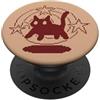 Y2K 90s Cat Tomcat Kitten Pixel Art Pixel Y2K 90s Scary Tomcat Cat è spaventato sotto la coda stellata PopSockets PopGrip Adesivo