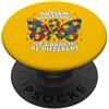 Acceptance Awareness Club Accettazione della consapevolezza dell'autismo Diverso è OK Butterfly PopSockets PopGrip Adesivo