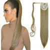 Cybelleza Posticci per capelli Extension Coda Capelli Clip Coda di Cavallo Capelli 60cm 125g Lisci Sintetici Lunghi Ponytail Effetto Naturale Wrap Around (Biondo cenere)