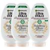 MENDOSA 3X Confezione per Garnier Balsamo Ultra Dolce al Crema di Riso e Latte d'Avena, 3x250ml