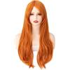 Luxiremi Parrucca lunga arancione con frangia, 71 cm, capelli sintetici, mossi, ricci, per donne, cosplay, feste, carnevale
