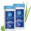 Snugell - Salviette per maschera CPAP (2 barattoli, 70 pezzi) - non profumate - 100% cotone morbido - senza pelucchi e alcool - sicure per la pelle con aloe vera - contenitore facile da aprire - per