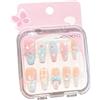 FASHION YO 10Pcs Unghie finte per bambini kpop in acrilico, adesive, con glitter, copertura completa, arcobaleno, unicorno, sirena, per bambini, da incollare, kit per unghie artistiche per ragazze