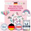PaPIerDraCHeN 100 tatuaggi metallici da attaccare - tatuaggi pop art per bambini rispettosi della pelle - disegni fantastici - come regalo di compleanno o idea regalo - vegan - testato TÜV