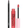 NYX Professional Makeup Lip Lingerie XXL Rossetto Liquido Matte 03 XXPose Me No Transfer Formula Vegana Flacone da 4ml + Pennello Labbra Pro Brush Lip con Punta Sottile - Set da 2