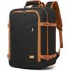 KONO Zaino Ryanair 40x30x20, Zaino da Viaggio e Bagaglio a Mano per Aereo, Zaino Porta PC con Apertura a 180° per Wizz Air e EasyJet (40 x 30 x 20 cm, Nero/Marrone)
