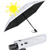 iX-brella Mini ombrello solare con accensione automatica con protezione UV e calore, White-black - Protezione dai raggi UV, dal calore, 92 cm, Ombrello tascabile automatico