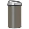 Brabantia Touch Bin Pattumiera in Acciaio, Coperchio Inox Satinato Anti-Impronte, 60 L, Platinum