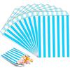MOMAHUA 100 sacchetti per dolci azzurri, a righe, 12,7 x 17,8 cm, Sweetie, popcorn, pane, panini, biscotti, sacchetti per feste, snack, dolci, regali per torte, matrimoni, feste di compleanno, Natale