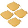 Generico Cuscino per Sedia Semicircolare in Velluto A Coste Lavabile 43x41x35 Cm con Fondo Antiscivolo e Lacci per Sedie da Giardino, Sedie da Pranzo o Sedie da Ufficio,Giallo,4PCS