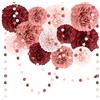 KALBIGRO Fiori di Carta per Decorazioni, 15 Pezzi Pom Pom Carta Velina e Ghirlande (Bordeaux e Rosa), Pon Pon per Allestimento Matrimonio, Compleanno, San Valentino, Anniversario e Feste