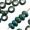 Blausky 30 perline rotonde in ceramica da 15 mm, con foro grande da 6 mm per infilare, perline in porcellana, colorate per fai da te, gioielli, bracciali, orecchini, colore verde pavone