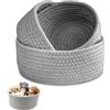TXXATX 3 Pezzi Cestini Portaoggetti Bagno Corda di Cotone Cesto Portaoggetti Grigio Cestino Porta Oggetti Impilabili Contenitori Bagno per Camera da Letto Soggiorno Ripostiglio Decorazioni