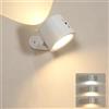DAXGD Led Applique da Parete Interno con Telecomando, Moderno Lampada da Parete Senza Fili Bianco, Lampada da Lettura Ricaricabile1800mAh con Controllo Touch, Rotazione a 360°,Lampada Muro Magnetica