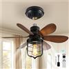 Ganeed Ventilatore da soffitto con viti e luci e telecomando Lampada da soffitto con ventilatore stile industriale Portalampada E27 per piccola camera da letto lavanderia ripostiglio garage nero