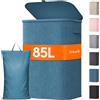 Lifewit Cesto Portabiancheria, Cesta Panni Sporchi con coperchio, Laundry Basket con Plastica Manici, Porta Biancheria Sporca per Bagno, Lavanderia, Camera da Letto, 85 L, Blu